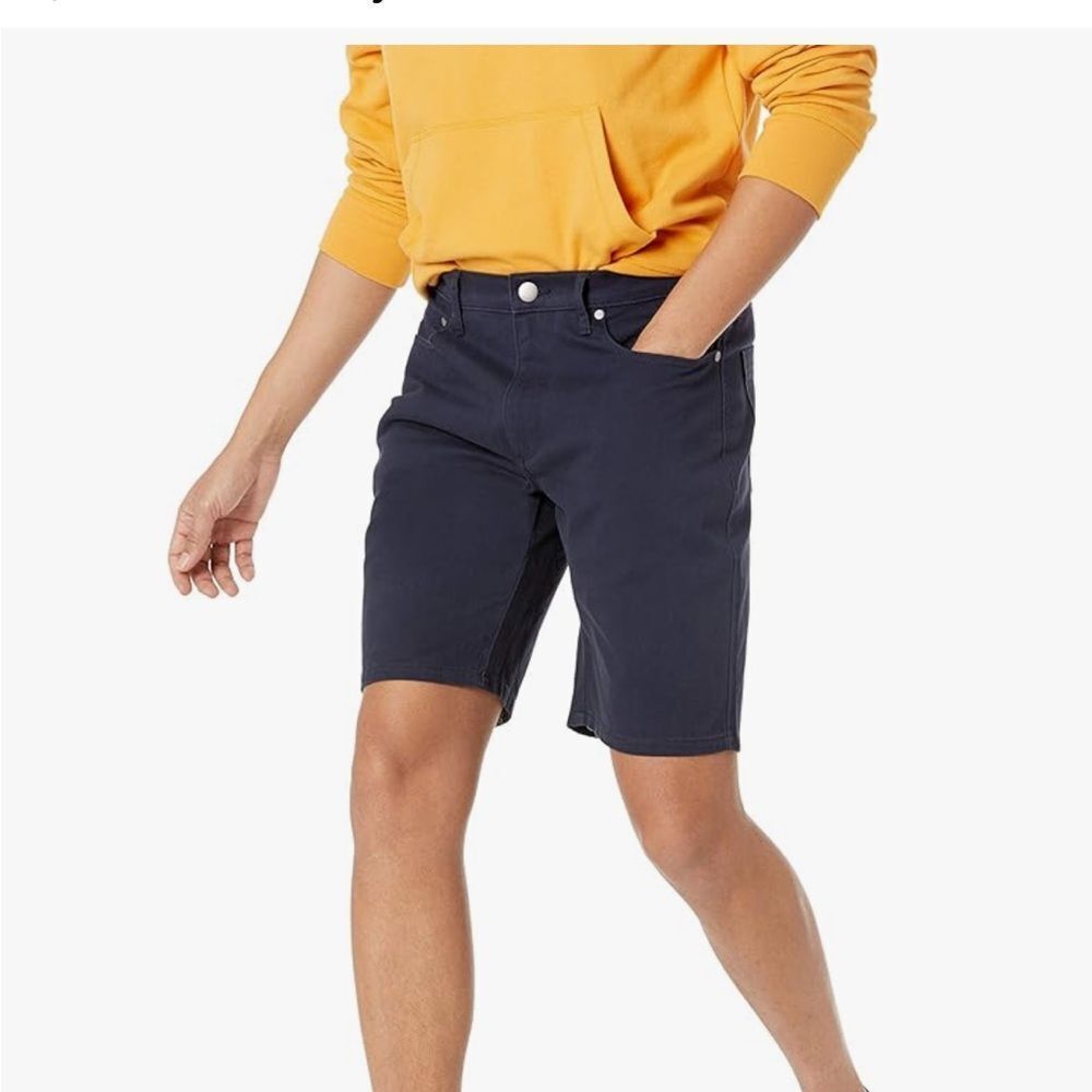 2 Colors Available Amazon Essentials Men's Straight-Fit 7" In. Stretch 5-Pocket